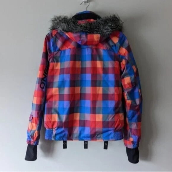 O'Neill waterproof checkered multicolored ski/snowboard jacket - Picture 4 of 7